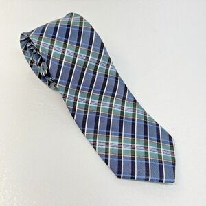 SETAZONE 100% Silk Woven Luxury Tartan Blue Plaid‎ Handmade Tie